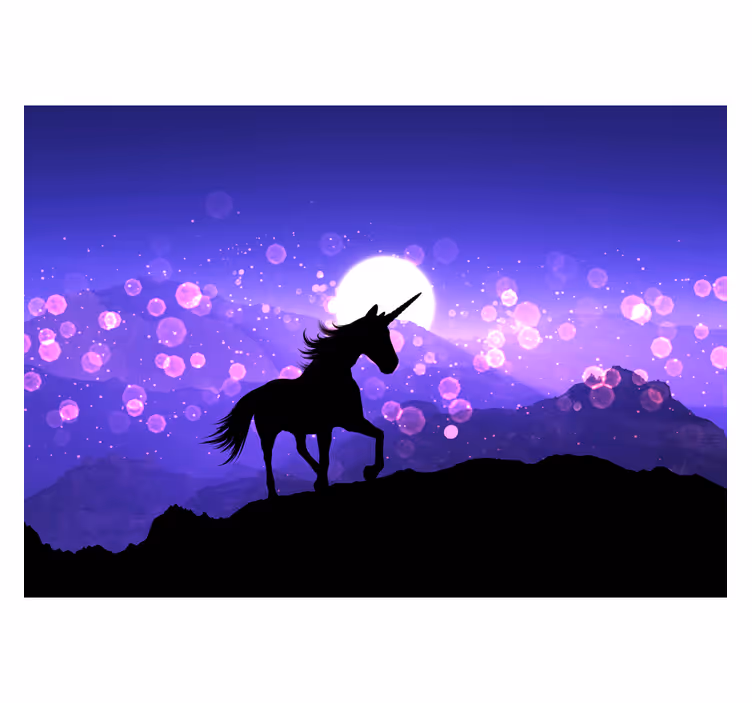 Siluet unicorn çocuklar duvar resimleri - TenStickers