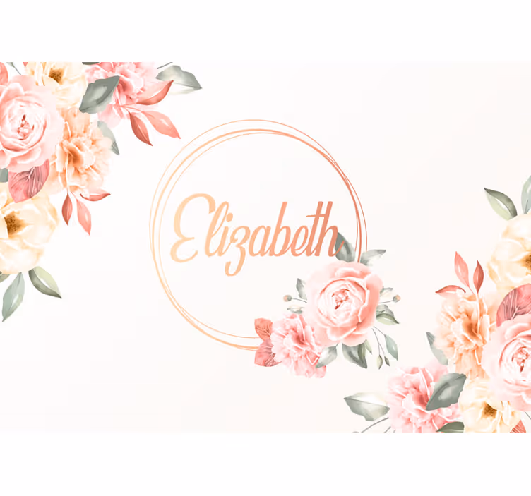 çiçek çerçeve adı ile özel duvar resmi - TenStickers