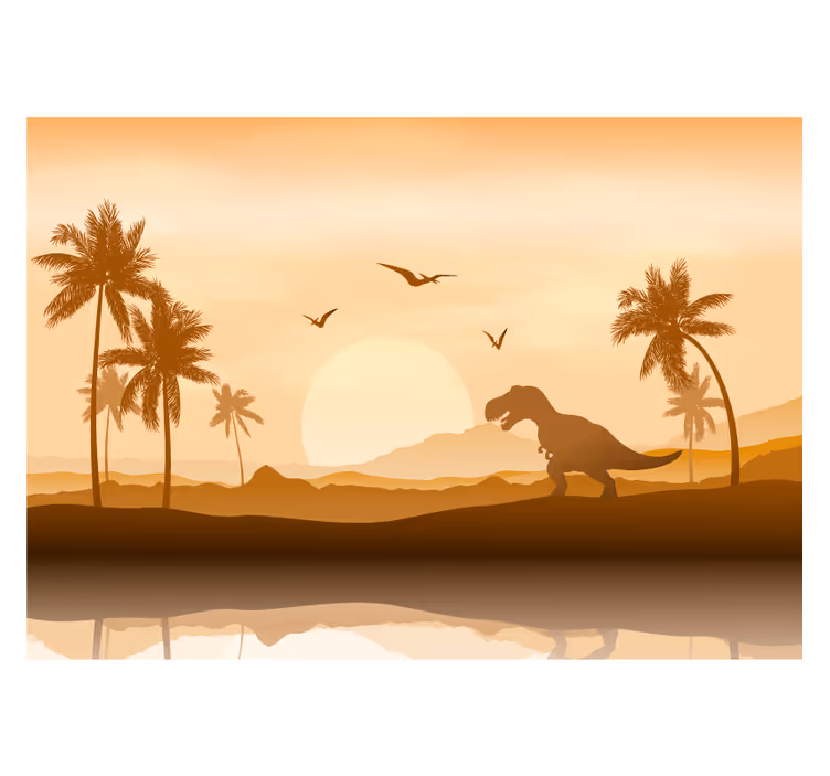 Gün batımı duvar resmi t-rex - TenStickers