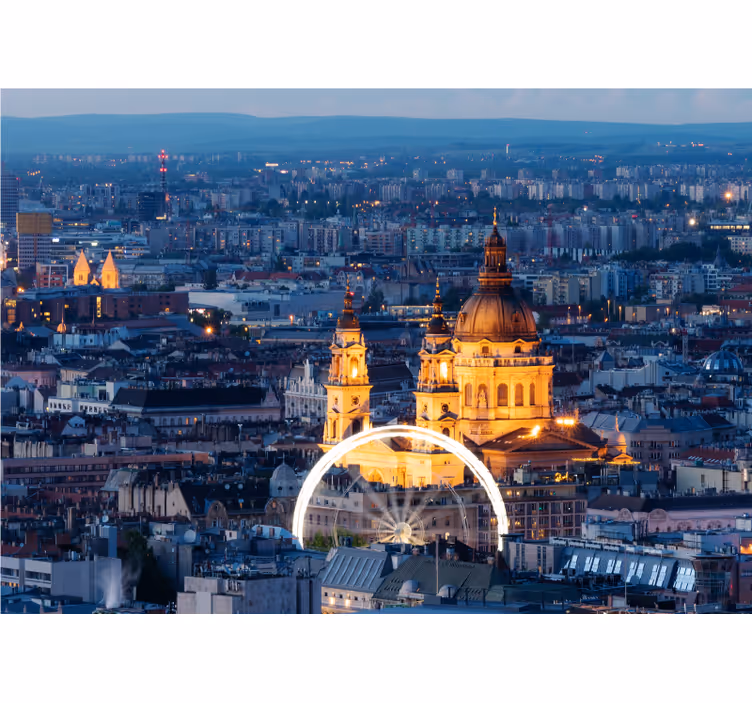 Tarihi budapeşte gece manzarası şehir ve ülke duvar resim - TenStickers