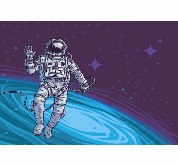 Astronot uzaklaşıyor uzay duvar reslim - TenStickers