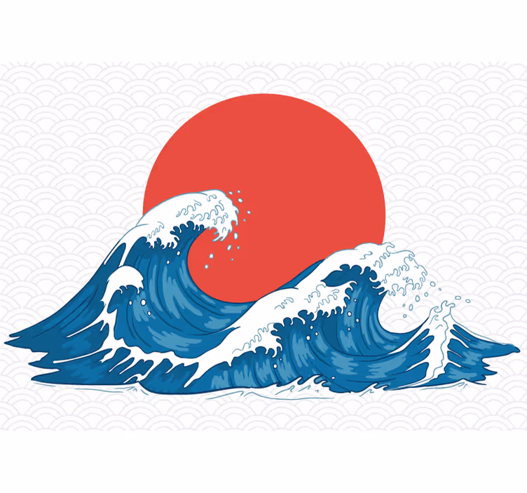 Japon dalgası eski deniz suyu duvar resmi - TenStickers
