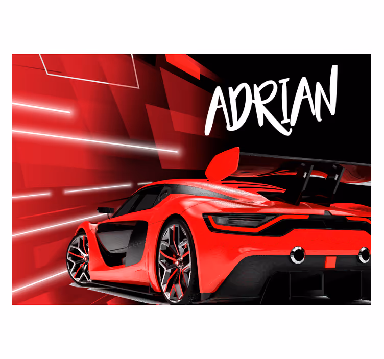 Kırmızı sportif araba duvar resmi - TenStickers