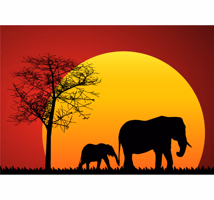 Savannah gün batımı afrika duvar resmi - TenStickers
