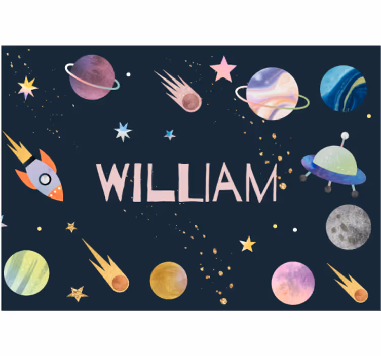 Roket ve gezegenler uzay duvar reslim - TenStickers