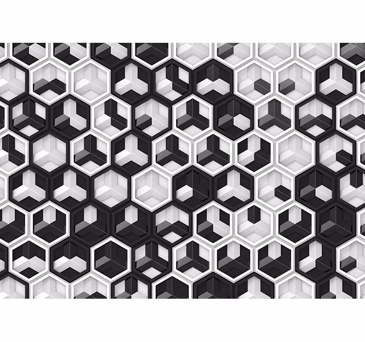 Geometrik altıgen desen soyut duvar resim - TenStickers