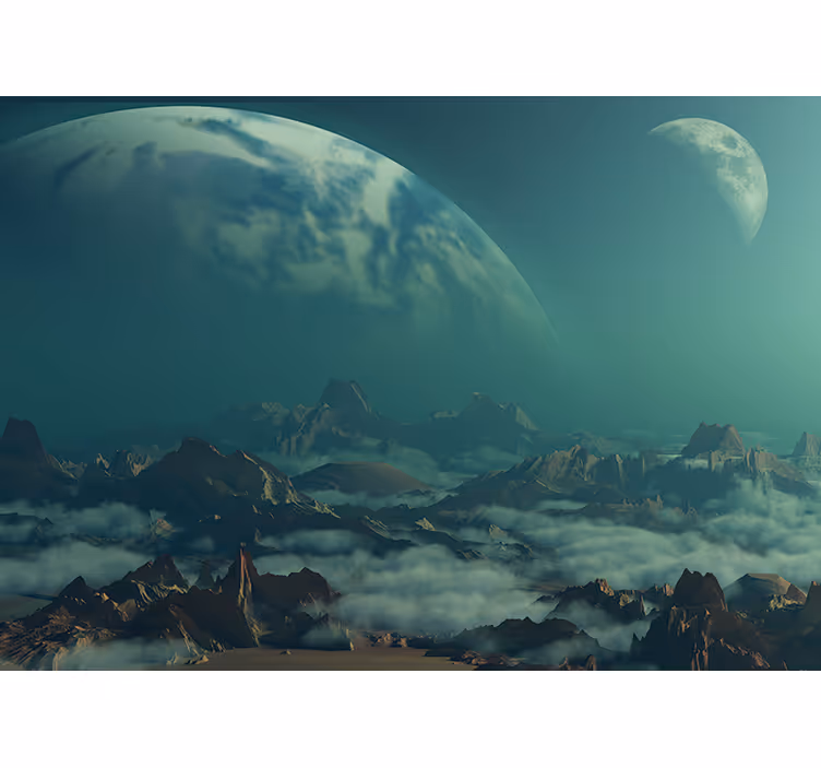 Uzay duvar resmi gökyüzü dağ zirveleri - TenStickers
