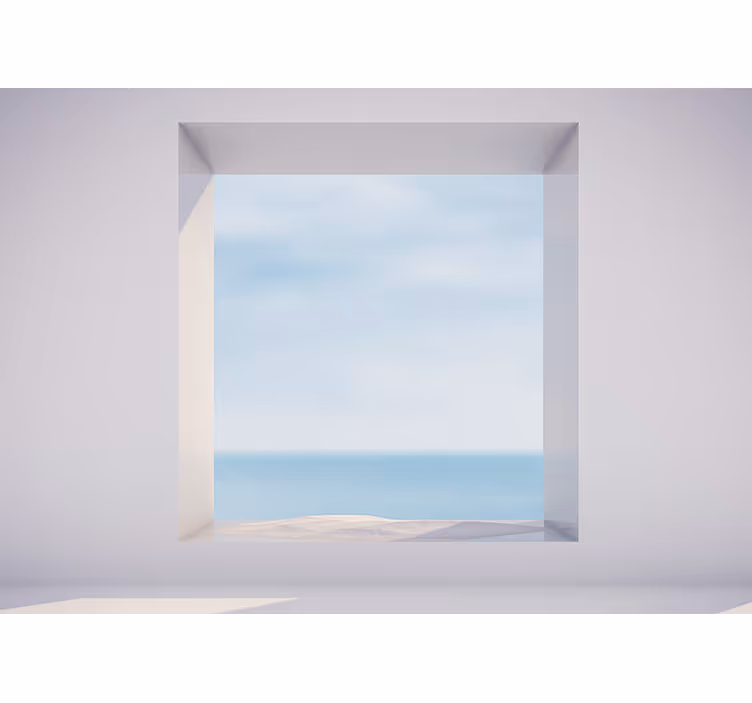 çatı penceresi deniz manzarası 3d duvar resmi - TenStickers