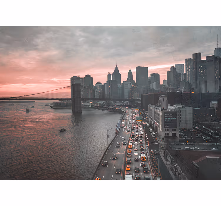 Parlak bulutlar ile new york duvar kağıdı - TenStickers