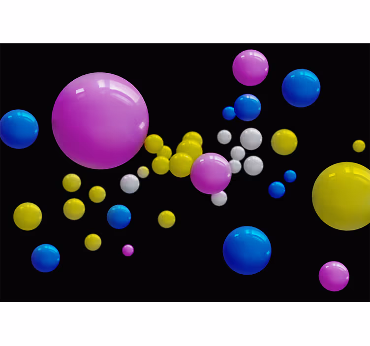 Daireler sarı pembe ve mavi 3d duvar resmi - TenStickers