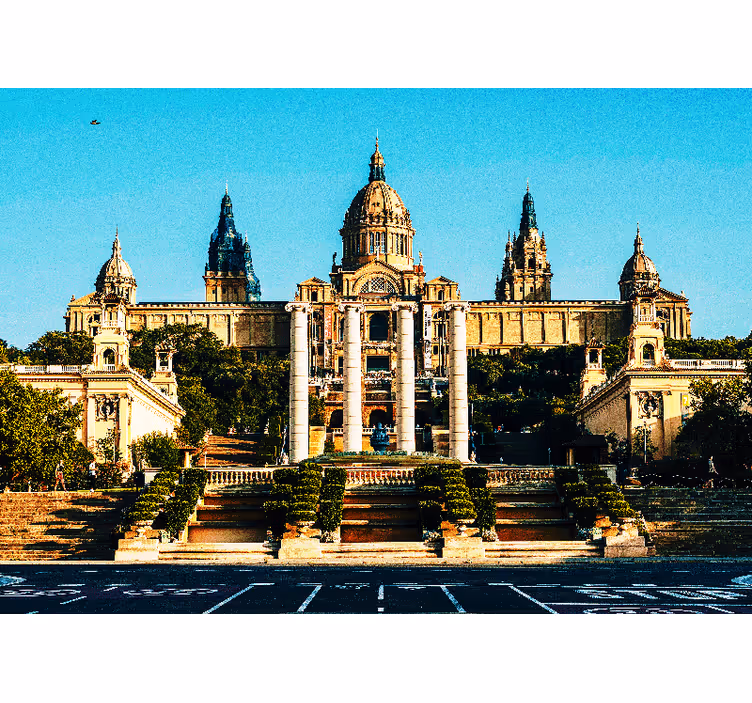 Montjuic barcelona duvar resmine ışıklı görünümler - TenStickers