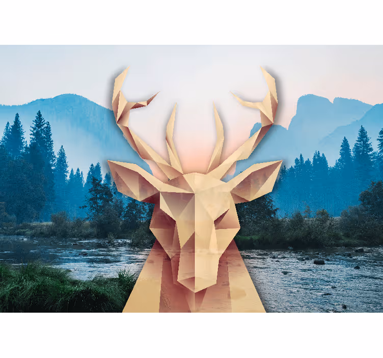 Origami geyik 3d duvar resmi - TenStickers