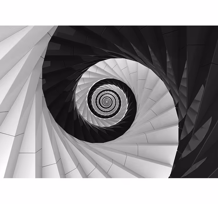 Siyah ve beyaz spiral 3d duvar resmi - TenStickers