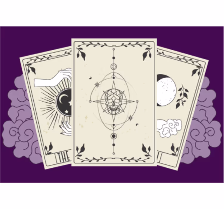 Tarot kartı ve kafatasları duvar resmi - TenStickers