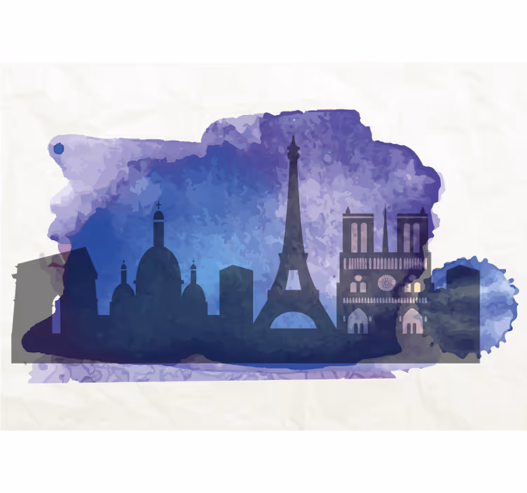 Suluboya manzarası paris duvar resmi - TenStickers