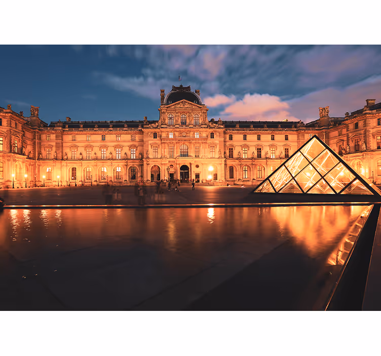 Louvre piramidi gece Şehir ve Ülke duvar resim - TenStickers
