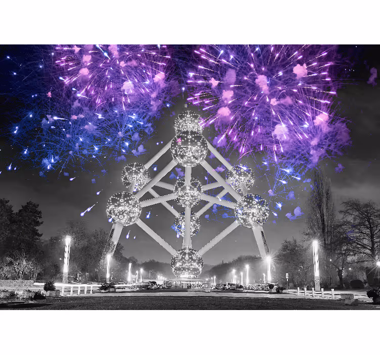 Atomium havai fişek gösterisi şehir ve ülke duvar resim - TenStickers