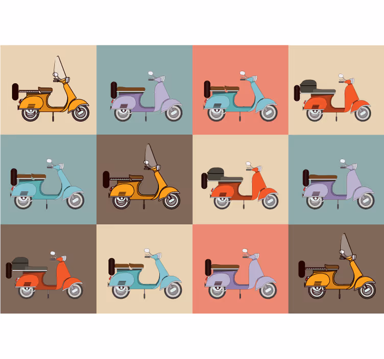 Eski renkli bisiklet deseni motor duvar kağıdı - TenStickers