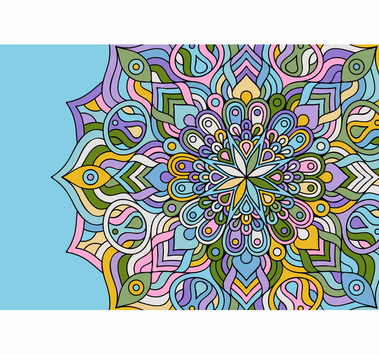 Deniz mavisi modern mandala duvar resmi - TenStickers
