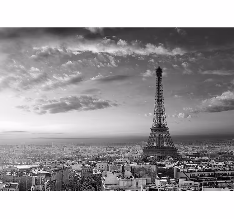 Eyfel kulesi siyah beyaz paris duvar resmi - TenStickers