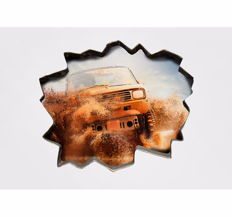 Yarış arabası kırma beyaz duvar araba duvar kağıdı - TenStickers
