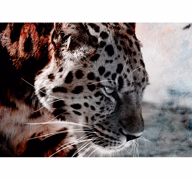 Siyah beyaz leopar duvar resmi - TenStickers