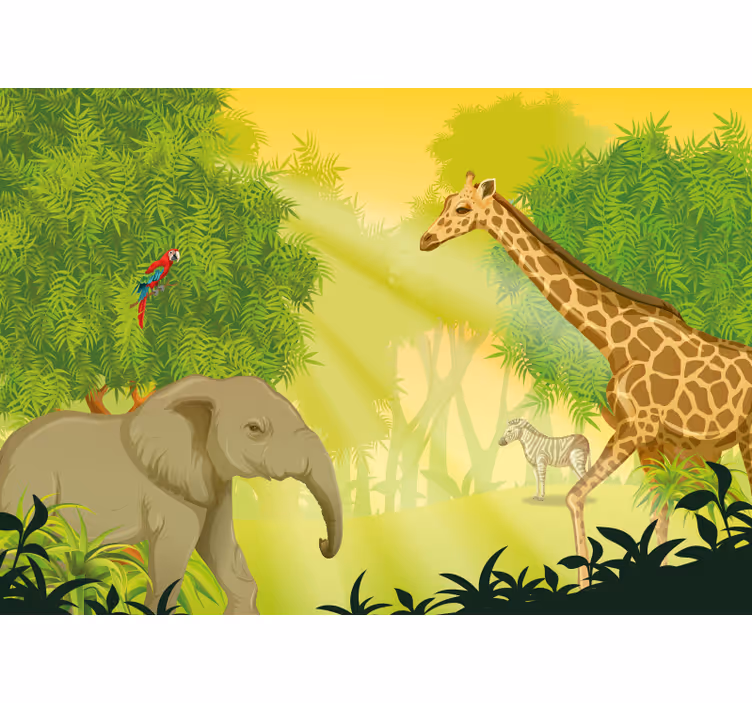 Hayvan duvar resim savanna safari manzarası - TenStickers