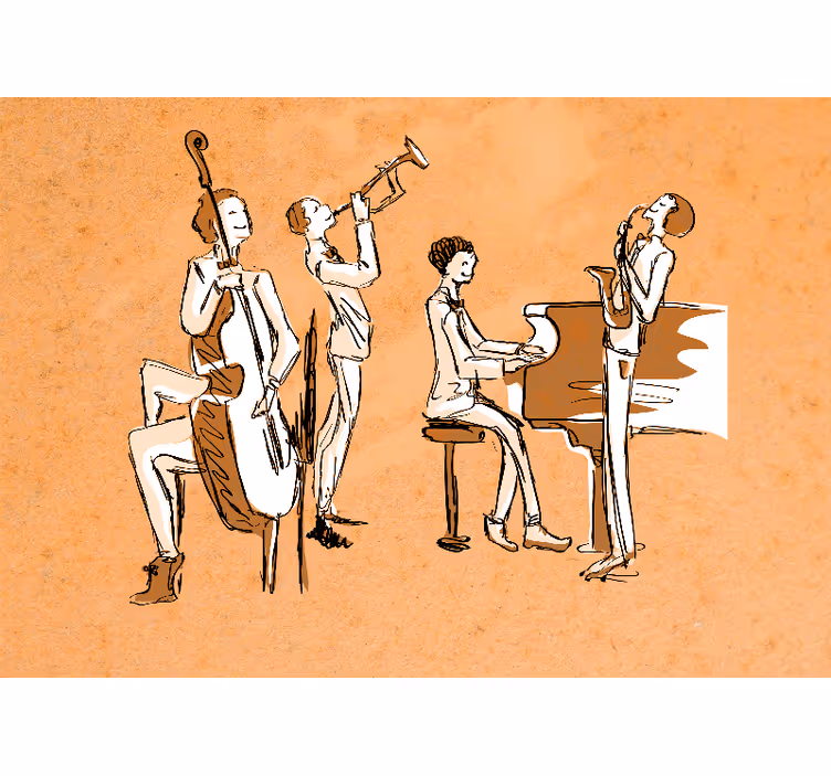 Müzik temalı duvar resim caz grubu performansı - TenStickers