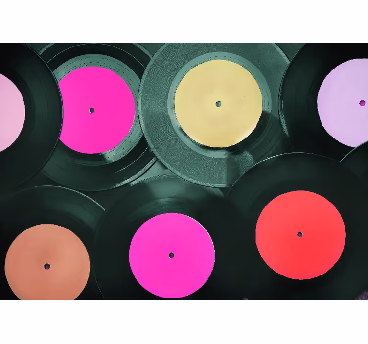 Müzik temalı duvar resim - vinyl plaklar kümesi - TenStickers
