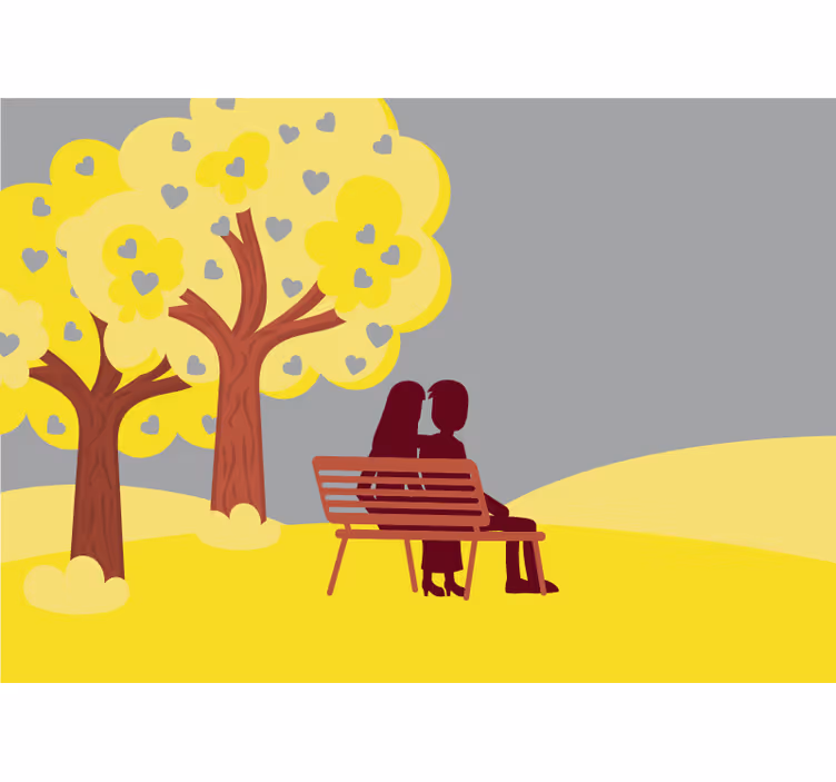 Aşk duvar resim - romantik Çift silueti - TenStickers