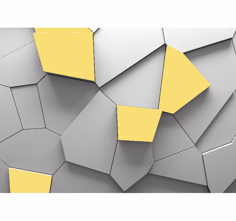 Geometrik sarı paneller 3d etkisi duvar resim - TenStickers