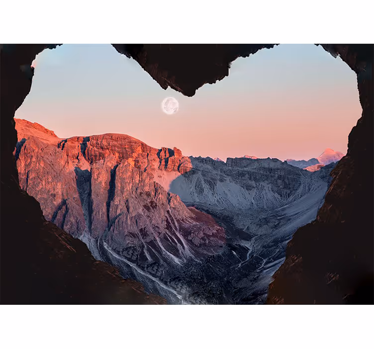 Doğa duvar resim kalp Şeklinde dağ manzarası - TenStickers