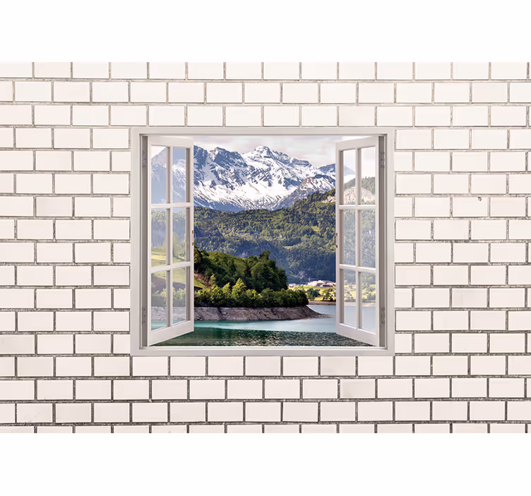 Fotoğraflı beyaz tuğla duvar tuğla duvar resmi - TenStickers