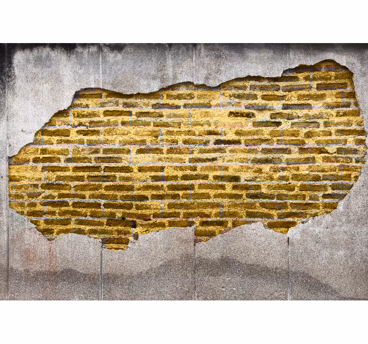 Altın beton ve tuğla taş duvar kağıdı - TenStickers