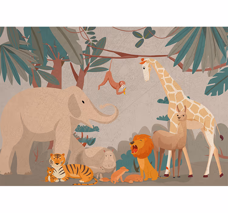 Safari flora ve fauna doğa duvar kağıdı - TenStickers