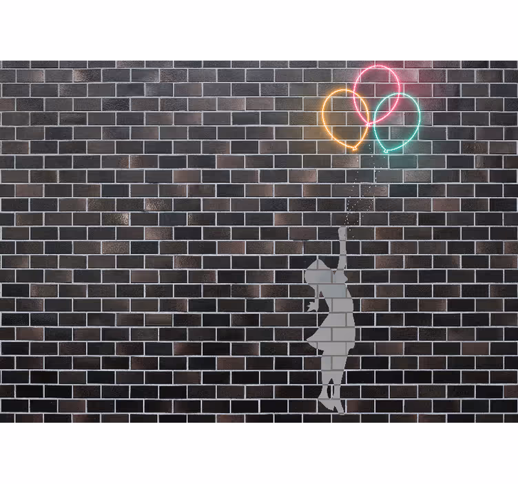 Kentsel sanat duvar resmi - balonları tutan kız - TenStickers