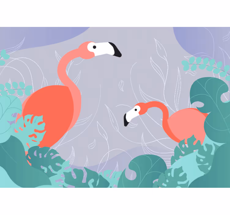 Hayvan duvar resim flamingo ailesi - TenStickers