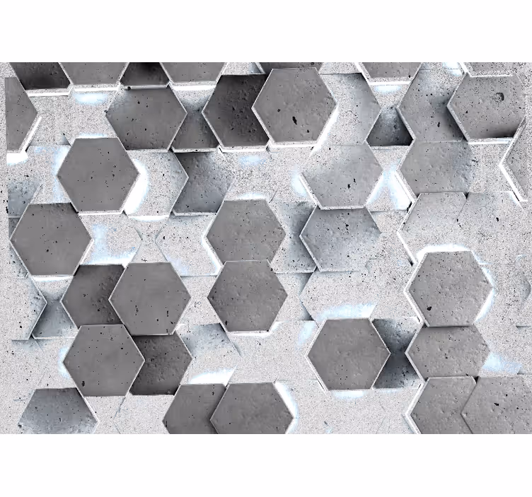 Beton duvarda altıgenler 3 boyutlu duvar kağıdı - TenStickers