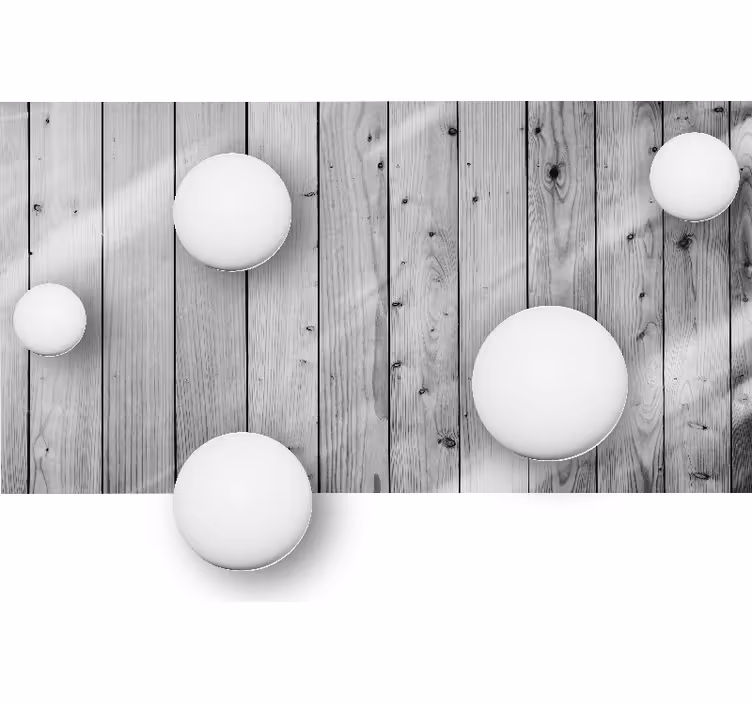 Beyaz küreler ahşap arka plan 3d duvar kağıdı - TenStickers