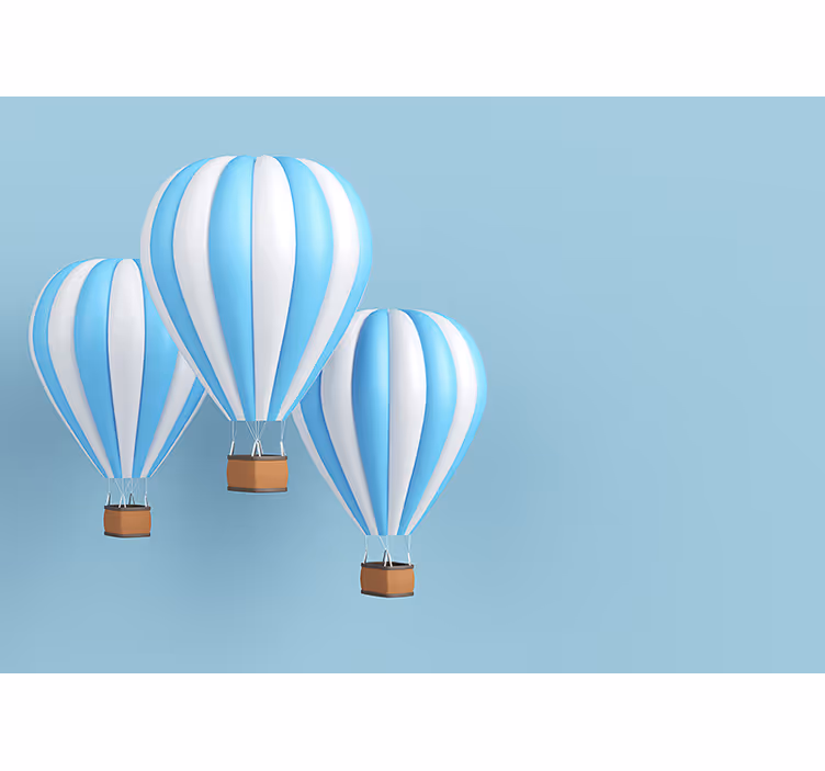 Sıcak hava balonu beyaz ve mavi çocuklar duvar resimleri - TenStickers