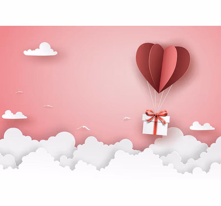 Aşk duvar resmi - kalp balon hediye - TenStickers