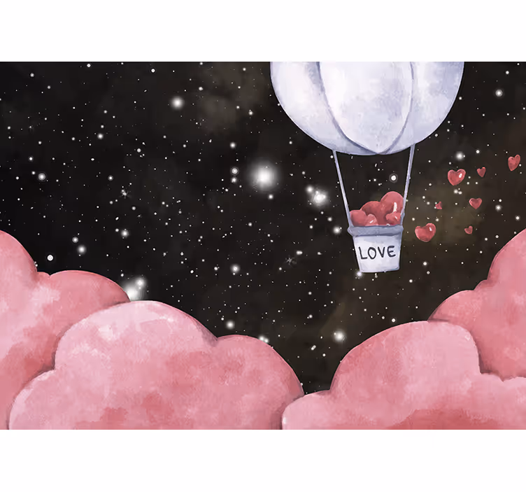 Pembe sıcak hava balonları çocuklar duvar resimleri - TenStickers