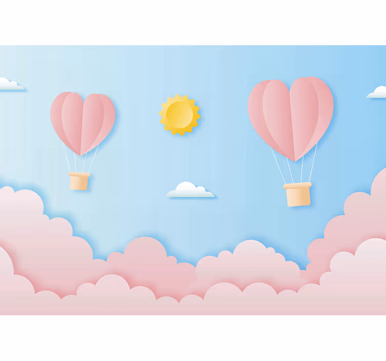 Kağıt kesiği sıcak hava balonları çocuklar duvar resimleri - TenStickers