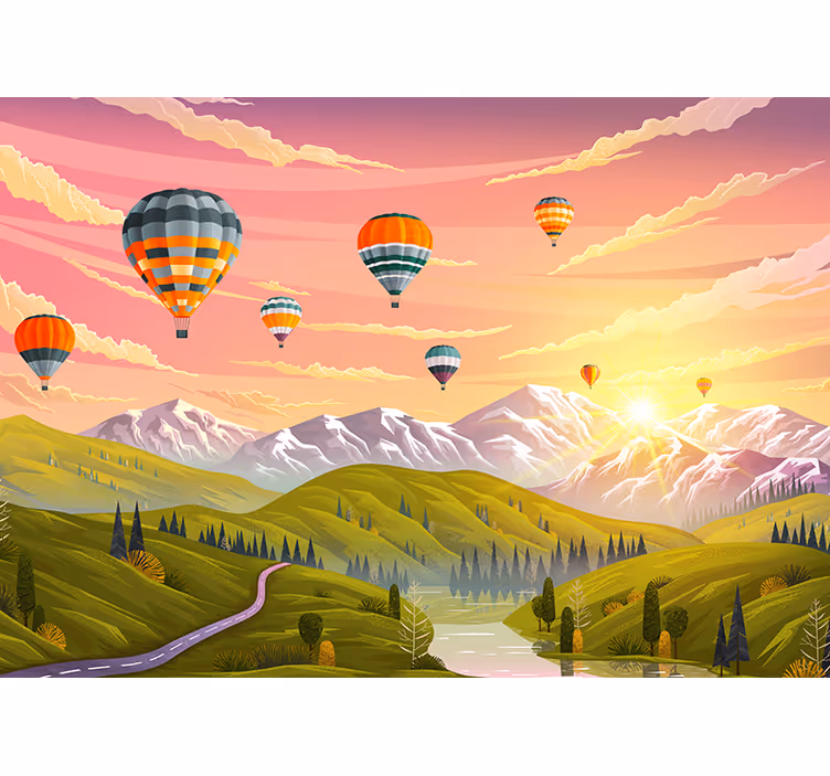 Manzara duvar resim sıcak hava balonları - TenStickers