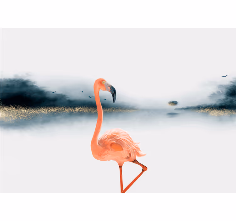 Hayvan duvar resmi - Şık flamingo pozu - TenStickers