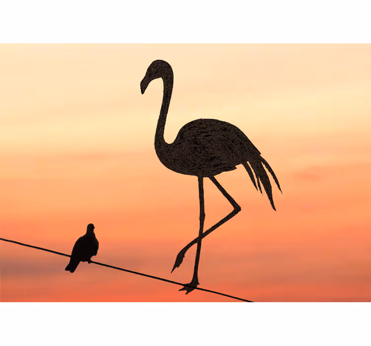 Zarif flamingo gün batımı hayvan duvar resim - TenStickers