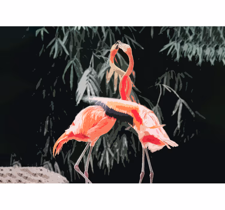 Ana yatak odası duvar reslim flamingo aşk dansı - TenStickers