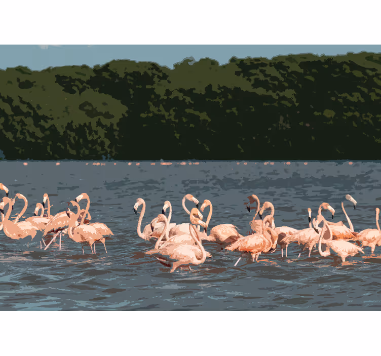 Hayvan duvar resim flamingo sürü toplanması - TenStickers