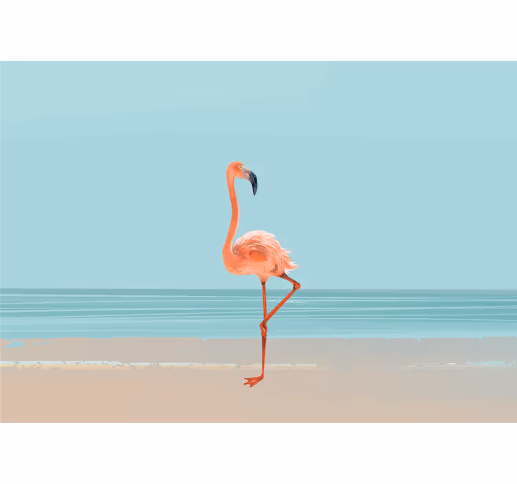 Kum üzerinde flamingo resmi duvar kağıdı - TenStickers
