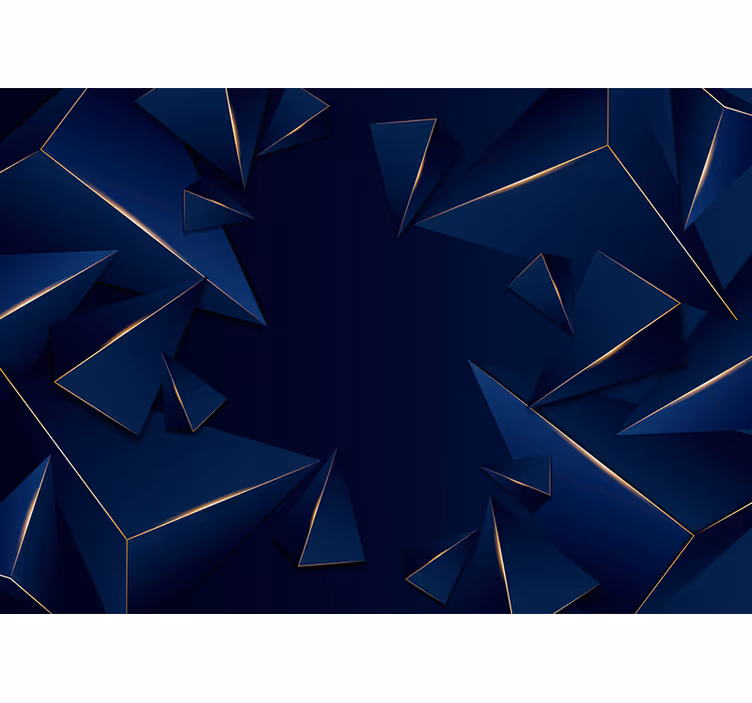Mavi ve altın geometrik desen 3d duvar kağıdı - TenStickers